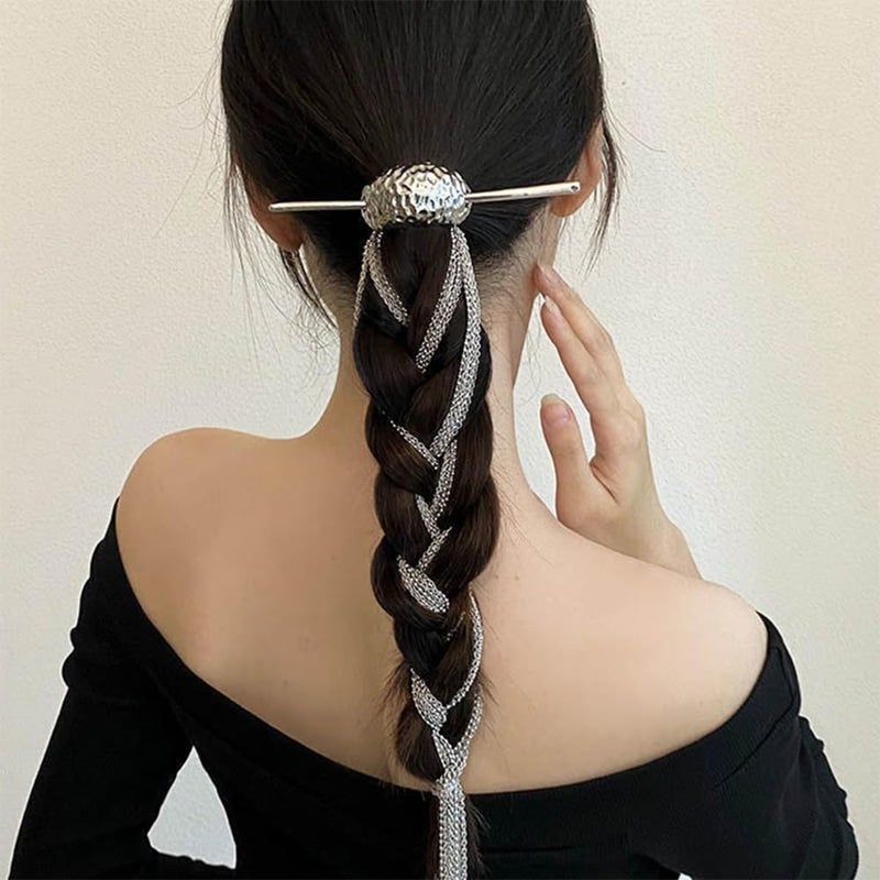 OULIGET Tassel Metal Hair Stick,Irregular Wave Metal Claw Clip with Pearl Tassel Design, Wedding Birthday Party Hairstyles Styling Hair Accessories for Women - Image 5