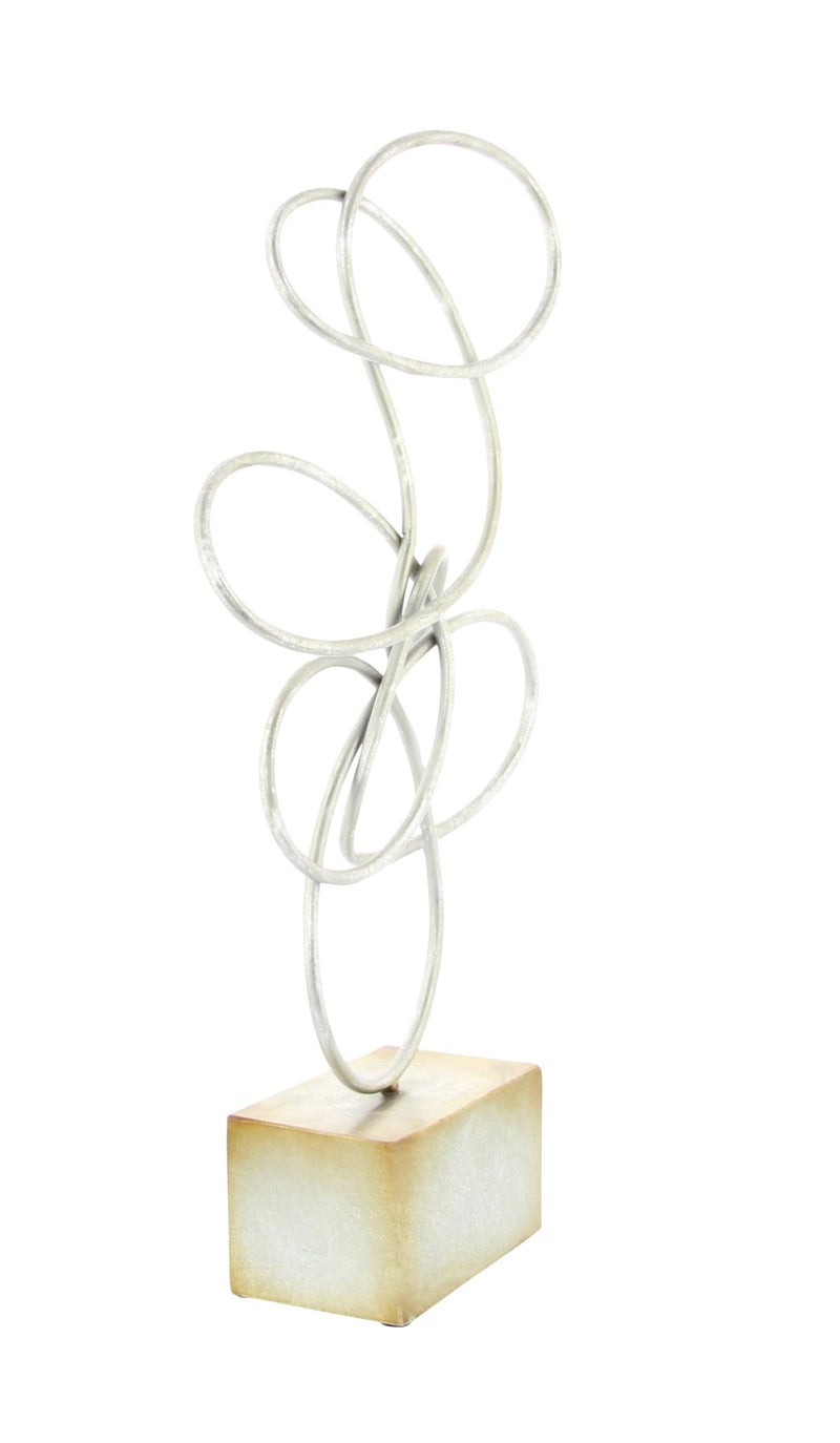 Deco 79 Metal Abstract Decorative Sculpture Swirl Home Decor Statue, Accent Figurine 10" x 4" x 22", Silver - Image 3