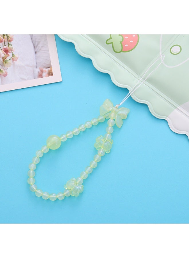 NIBEMINENT Beaded Phone Lanyard, Anti Lost Removable Wrist Strap,K1684 Mermaid Necklace Bracelet Pendant, Phone Keychain Lanyard,Yellow