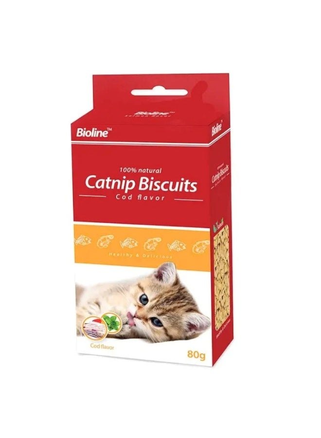 Bioline Catnip Biscuits 80g[Flavor - Cod Flavor] - Image 1