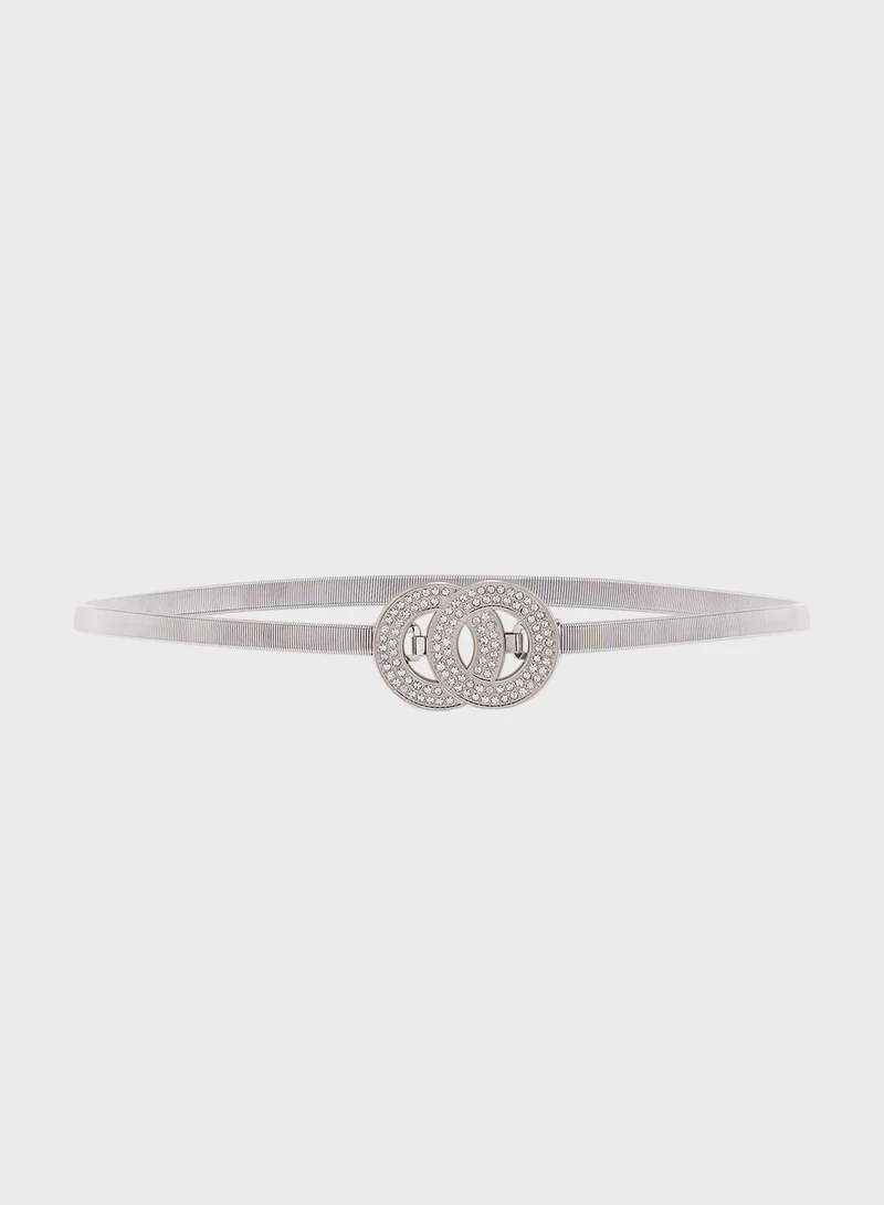 ايلا ليمتد اديشن Diamante Detail Double Buckle Chain Belt
