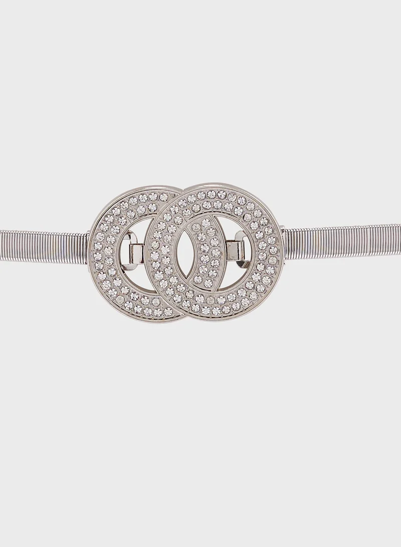 ايلا ليمتد اديشن Diamante Detail Double Buckle Chain Belt