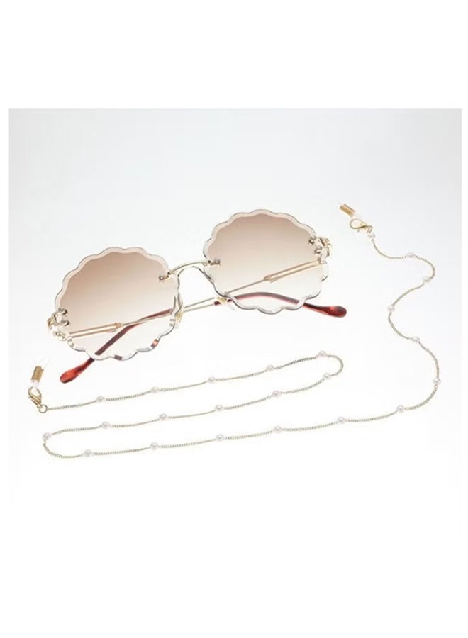 واي جيه سلسلة نظارات مطرز اللؤلؤ ، سلسلة نظارات شمسية عصرية ، نظارات مشغوخي ، نظارات ، قلادة ، نظارات ، قلادة ذهبية ، 1 قطعة - Image 3