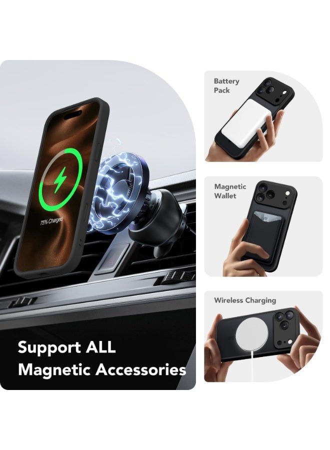 كبرارو غطاء آيفون 17 برو ماكس مع MagSafe، مغناطيس قوي، زر معدني للكاميرا، ‏[حماية كاملة للكاميرا] ‏[واقي شاشة]، غطاء سيليكون مقاوم للصدمات، متوافق مع ملحقات MagSafe، باللون الأسود - Image 3