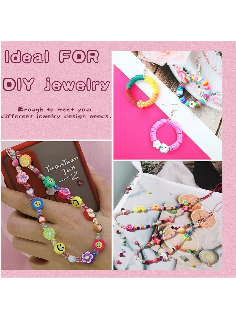 Excefore 360 Pieces Polymer Clay Beads for Jewelry Bracelet Making Kit 24 Styles Preppy Beads DIY Arts and Crafts Kit Include Flower Smiley Face Bead Charms - Image 3
