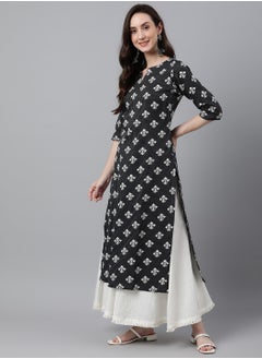 Indian Kurti - Eid kurti collection - Premium black colour kurti with white Indian prints