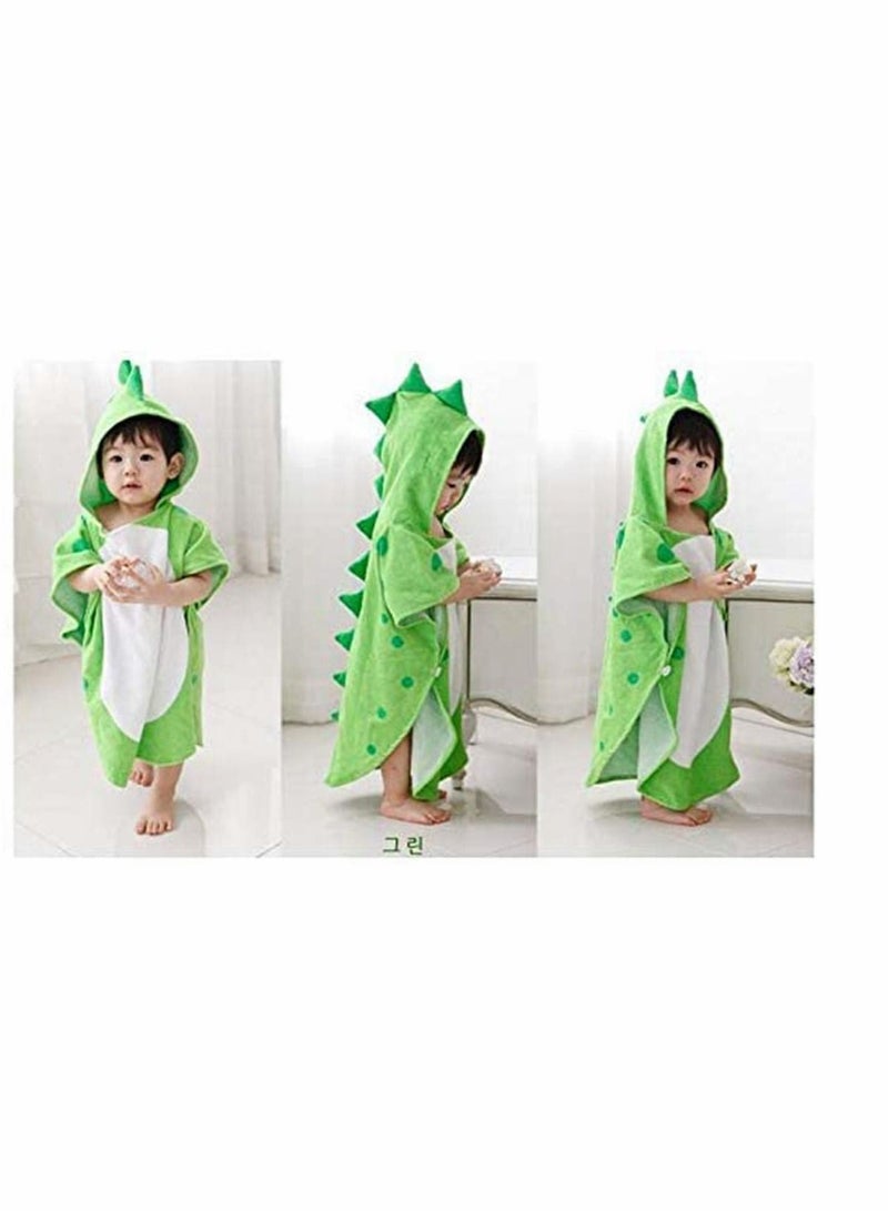 Y&D Kids Bath Towels,Premium Hooded Towel for Toddlers Highly Absorbent Coral Fleece Bathrobe Boys Girls Organic Cotton Baby Robe Natural Dye Premium (Green Dinosaur) - Image 2