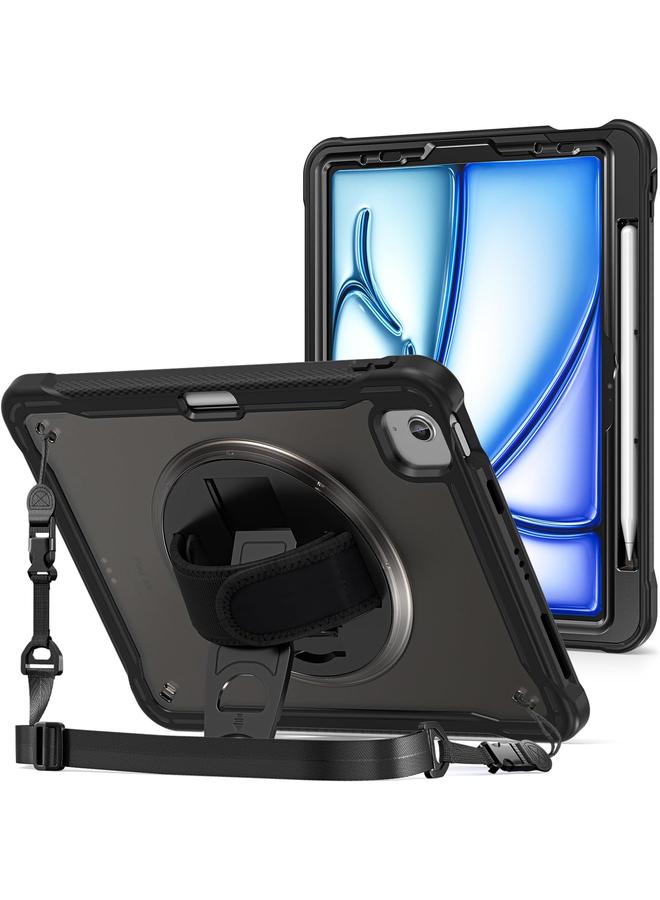 Procases Rugged Case For Ipad Air 11 Inch M2 2024 Air 5Th 4Th Gen 10.9" And Ipad Pro 11 Inch 4Th 3Rd 2Nd 1St Gen Heavy Duty Shockproof Cover With Hand Strap 360 Degree Rotatable Kickstand Black - Image 1