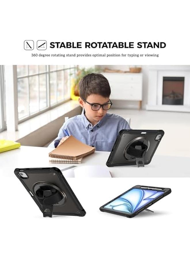 Procases Rugged Case For Ipad Air 11 Inch M2 2024 Air 5Th 4Th Gen 10.9" And Ipad Pro 11 Inch 4Th 3Rd 2Nd 1St Gen Heavy Duty Shockproof Cover With Hand Strap 360 Degree Rotatable Kickstand Black - Image 4