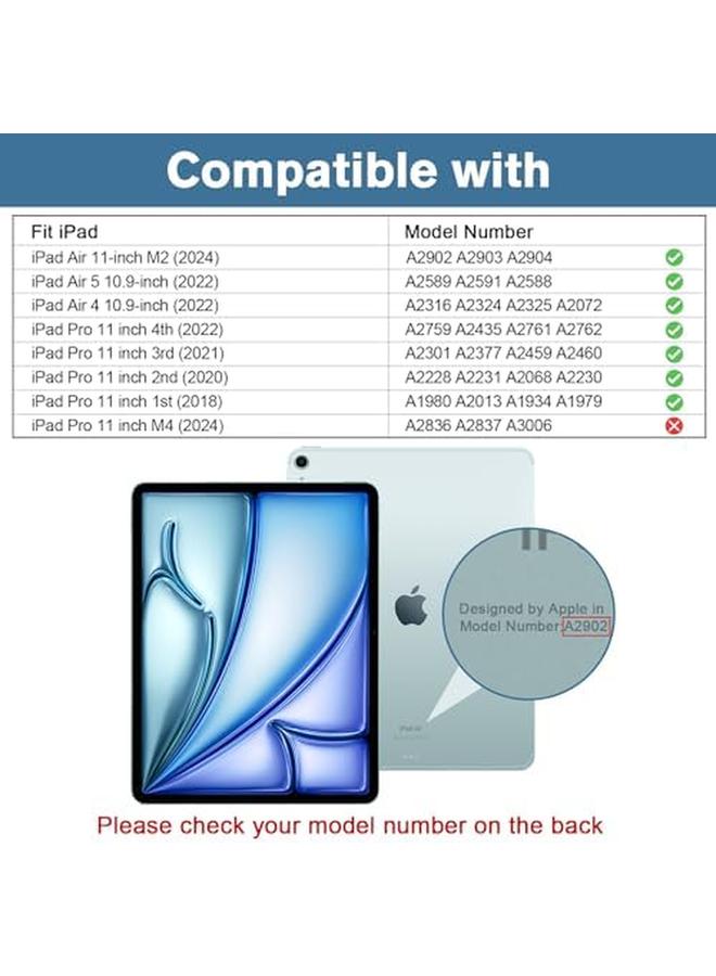 Procases Rugged Case For Ipad Air 11 Inch M2 2024 Air 5Th 4Th Gen 10.9" And Ipad Pro 11 Inch 4Th 3Rd 2Nd 1St Gen Heavy Duty Shockproof Cover With Hand Strap 360 Degree Rotatable Kickstand Black - Image 2