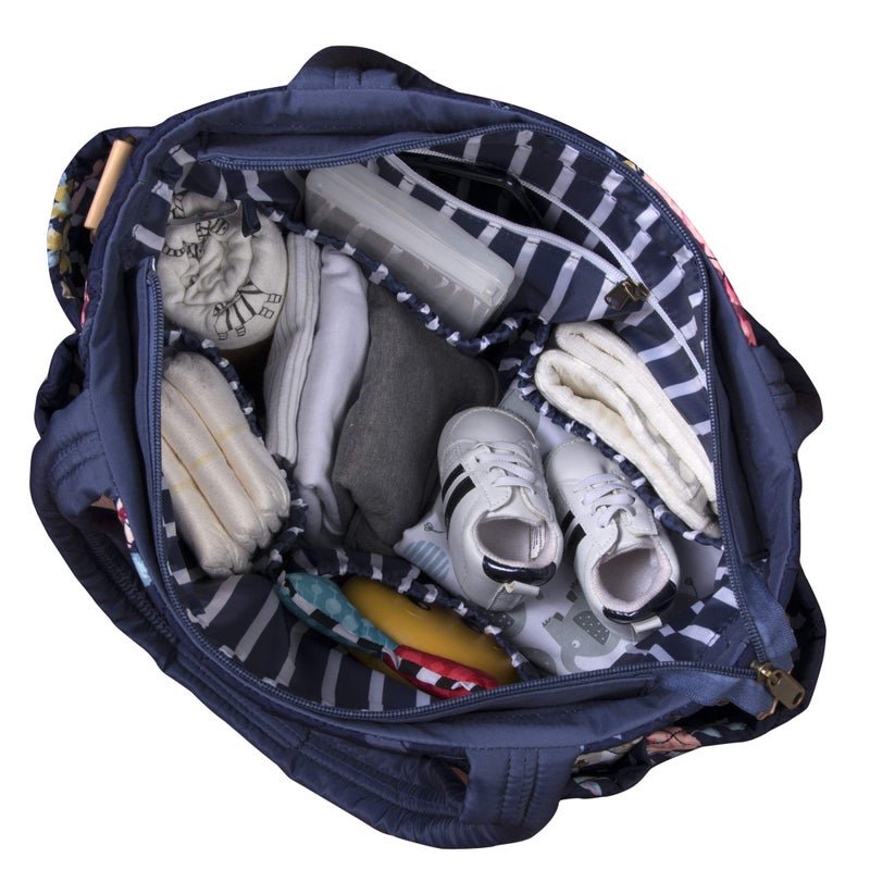 Baby Essentials Quilted Diaper Bag Crossbody Tote Purse with Changing Pad & 10 Pockets in Blue - Image 2