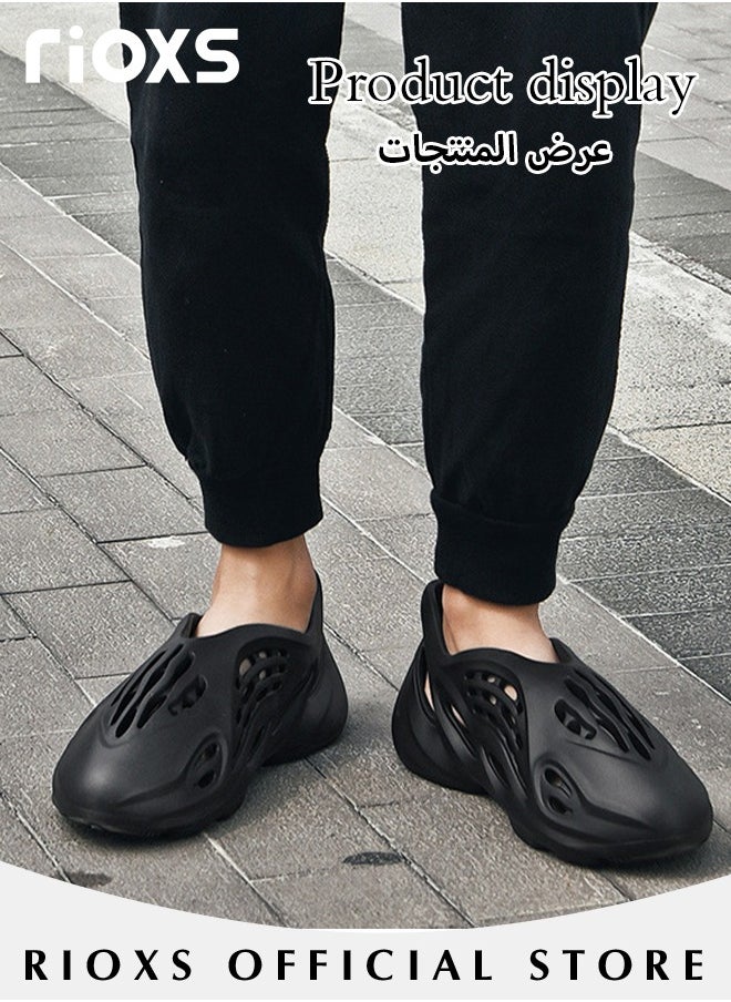 RIOXS - Men's Soft Foam Runner Slides Non-slip Summer Sandals Closed Toe Lightweight Outdoor Indoor Beach Flat Shoes For Men - Image 1