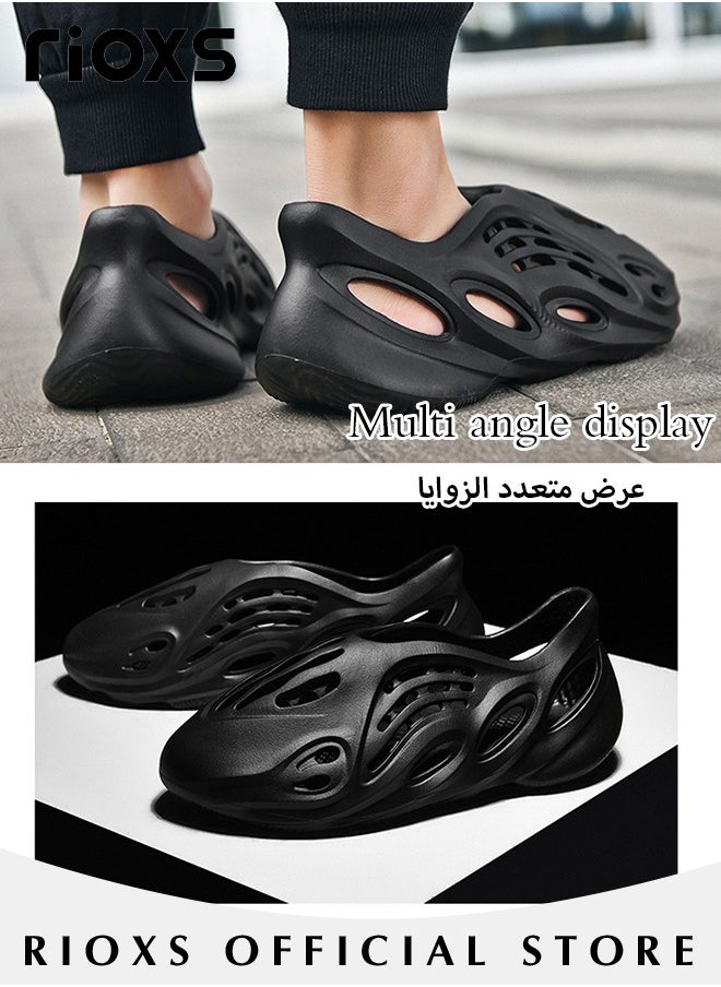 RIOXS - Men's Soft Foam Runner Slides Non-slip Summer Sandals Closed Toe Lightweight Outdoor Indoor Beach Flat Shoes For Men - Image 1