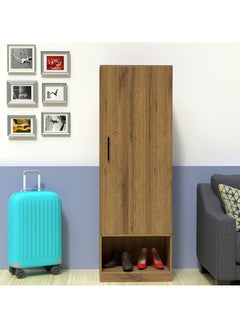 Mahmayi Mahmayi Modern Single Door Wardrobe with Open Shoe Rack, Drawer and Hanging Rods Efficient Storage Versatile Furniture for Home, Bedroom Cognac Brown Sherman Oak Monotone  - Image 2