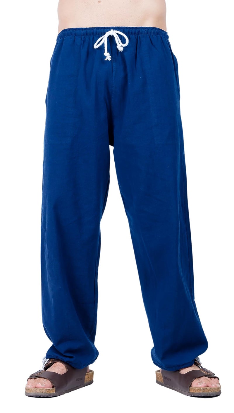 CandyHusky Baggy Sweatpants Men Cotton, Drawstring Lounge Pants, Relaxed Fit, Ideal for Comfort Blue L - Image 1