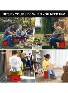 GTC GTC® Portable Folding Plastic Paper Stool Sturdy & Lite Weight for Train Subway Camping Hiking Fishing, Opens Easily Easy to Carry (Pack of 2, Red)  - Image 4
