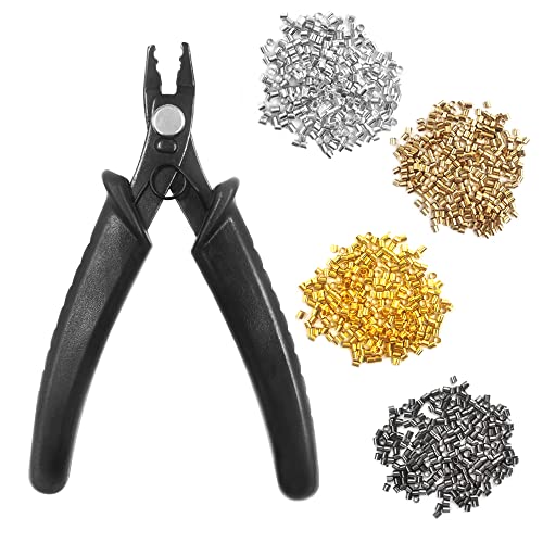 lyfLux Jewelry Crimping Pliers & 1000 Pieces Tube Crimp Beads (4 Colors) for Beading Bracelets Necklaces - Secure Crimps, Easy Jewelry Making & Repair Tool Set - Image 1