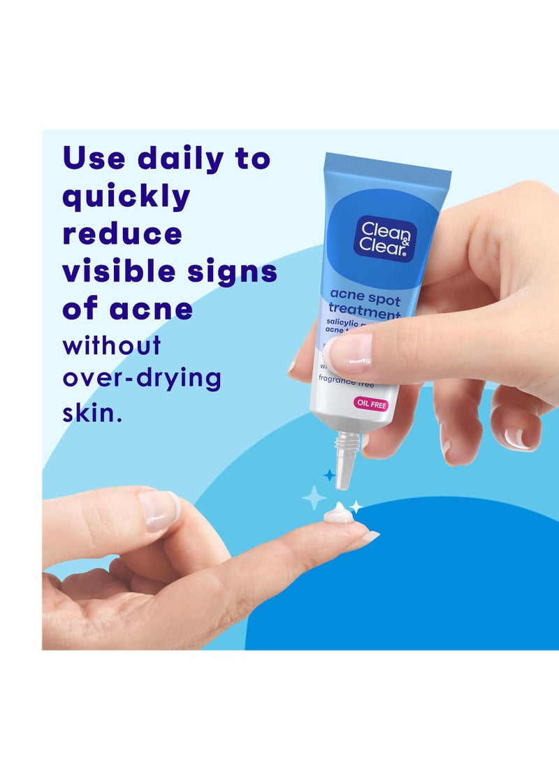 Clean & Clear - Clean & Clear Acne Spot Treatment Gel Cream with 2% Salicylic Acid, Oil-Free Topical Acne Treatment with Witch Hazel for Clinically Proven Results in 1 Day, Fragrance Free, 0.75 fl. oz - Image 1
