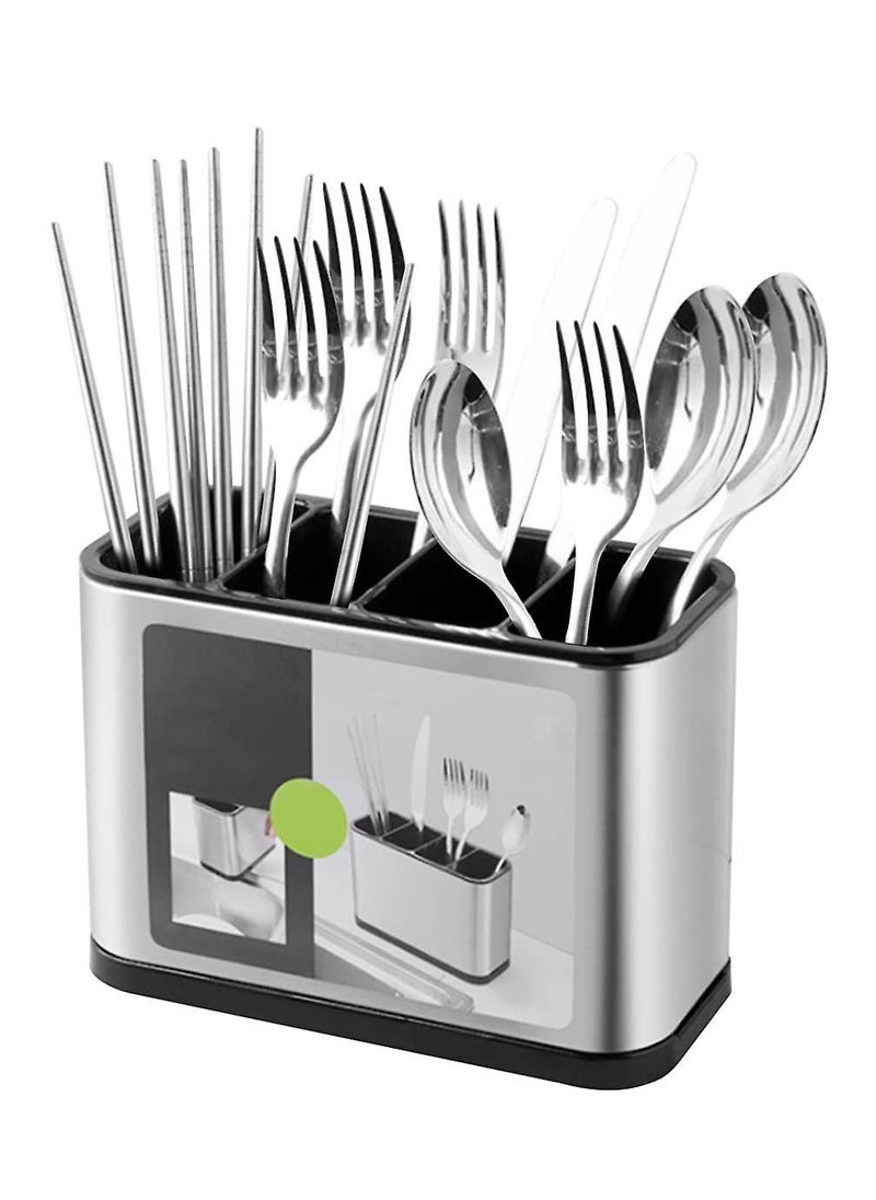 DubaiGallery Basket Knief Holder Tube Spoon Storage Box Rack Kitchen Cutlery Organizer Tableware Draining Chopstick Cage with Water Outlet Tray  - Image 2