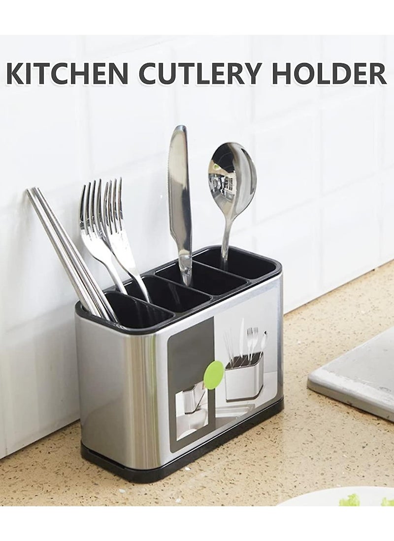 DubaiGallery Basket Knief Holder Tube Spoon Storage Box Rack Kitchen Cutlery Organizer Tableware Draining Chopstick Cage with Water Outlet Tray  - Image 3