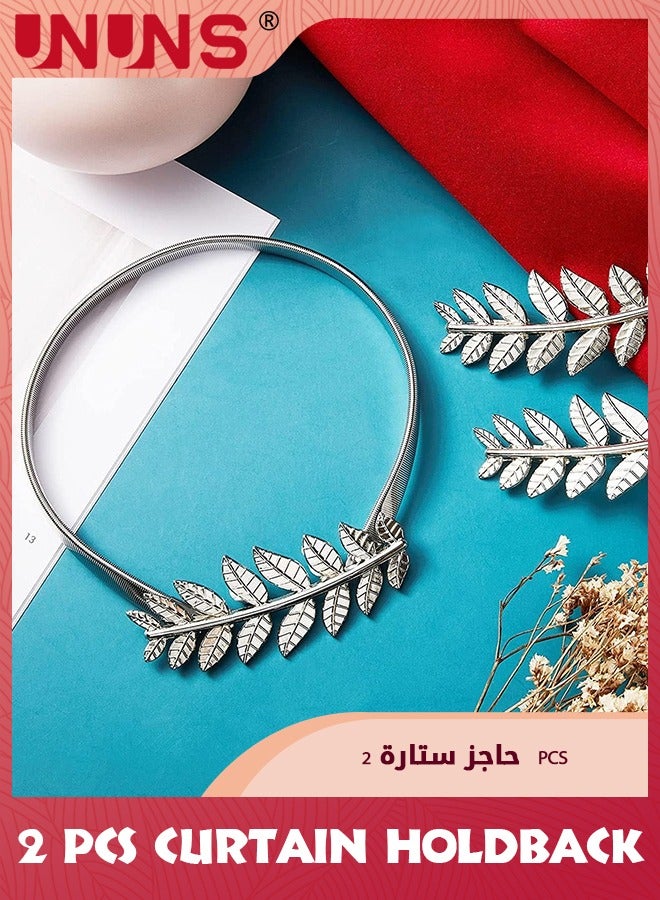 UNUNS Curtain Tiebacks,2 Pack Metal Spring Adjustable Curtain Holdback No Drilling Drapery Tieback With High-Elastic Band For Home Office Window Decor,1 Pair Silver - Image 4