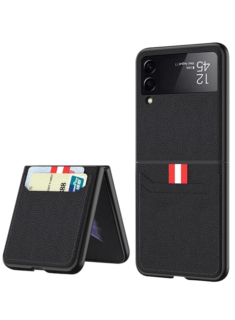 SYOSI Phone Case For Samsung Galaxy Z Flip 3 5G,  Ultra All-Inclusive Shockproof Leather Case Fold Cover (Black) - Image 1