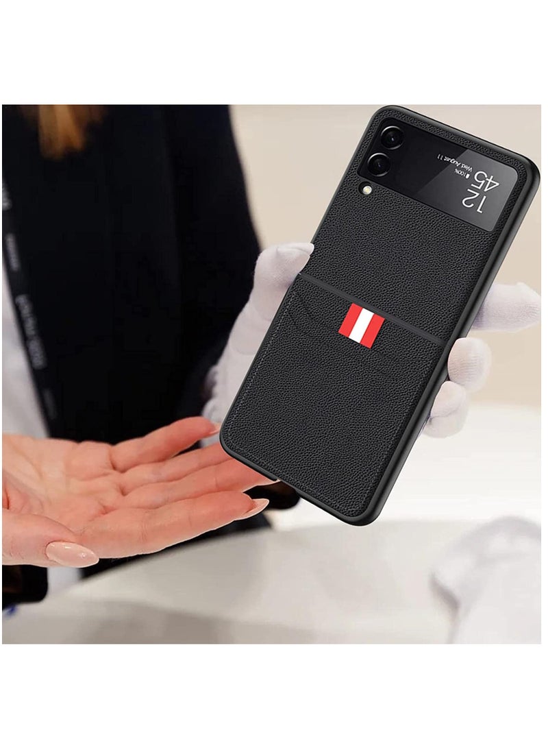 SYOSI Phone Case For Samsung Galaxy Z Flip 3 5G,  Ultra All-Inclusive Shockproof Leather Case Fold Cover (Black) - Image 5