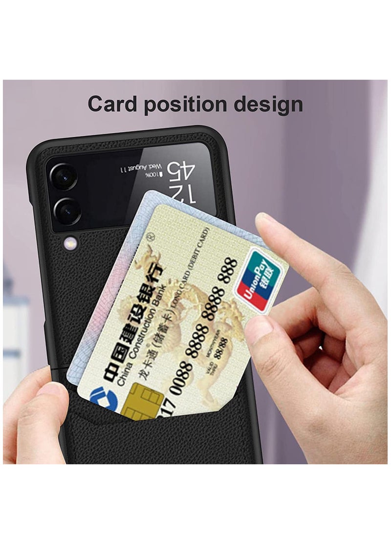 SYOSI Phone Case For Samsung Galaxy Z Flip 3 5G,  Ultra All-Inclusive Shockproof Leather Case Fold Cover (Black) - Image 2