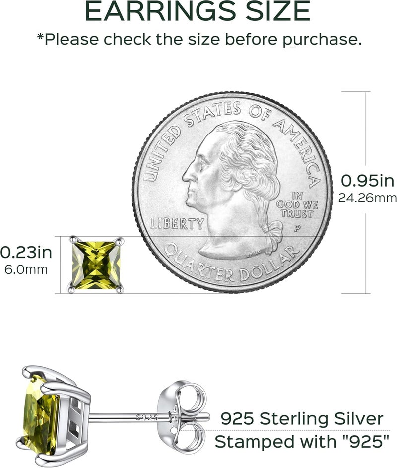 ChicSilver 925 Sterling Silver Earrings Sparkling Heart/Round/Princess Cut Birthstone Earrings for Women Birthday Jewelry with Gift Box - Image 4
