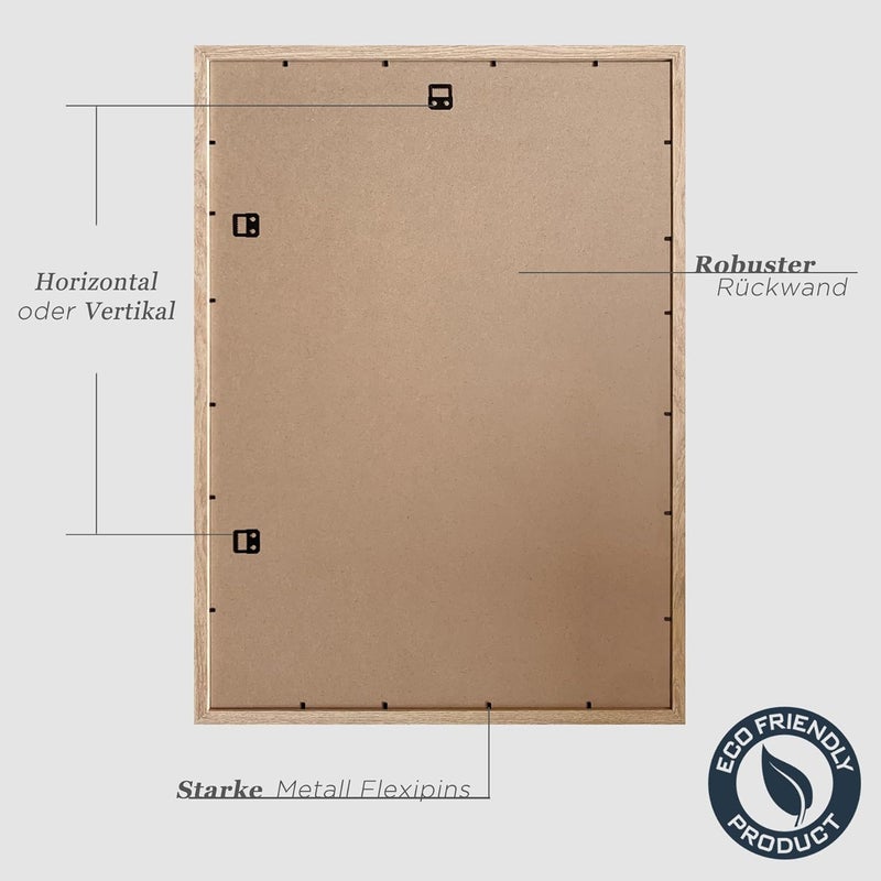 إطار صورة خشبي VUVUZULA مقاس 50 × 70 سم، إطار صورة خشبي من MDF مقاس 50 × 70 سم، بلوط طبيعي، مجموعة من 3 - Image 3