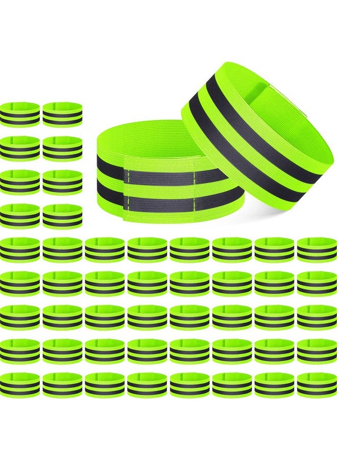 Yilloog 100 Pieces Reflective Bands Reflector Bands For Wrist Arm Ankle Leg High Visibility Reflective Gear Safety Reflector Tape Straps For Night Walking Cycling And Running (Green) - Image 1