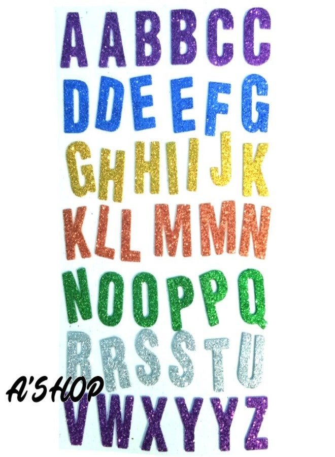 A'SHOP Glitter Foam Self Adhesive ABCD/Alphabets Stickers for Art and Craft (Multicolour; Medium) -Set of 3 Sheets - Image 2