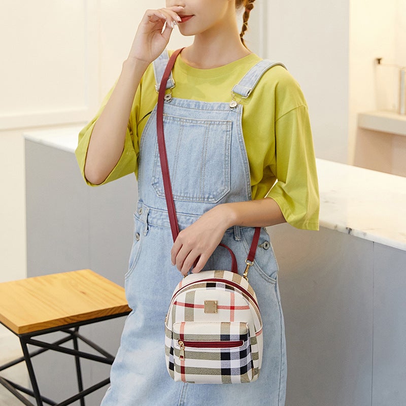 Fashion Multi-Functional Casual Plaid Backpack Japanese-Korean Style Student Backpack Shoulder Crossbody Women'S Bag Mini Small Schoolbag - Image 3