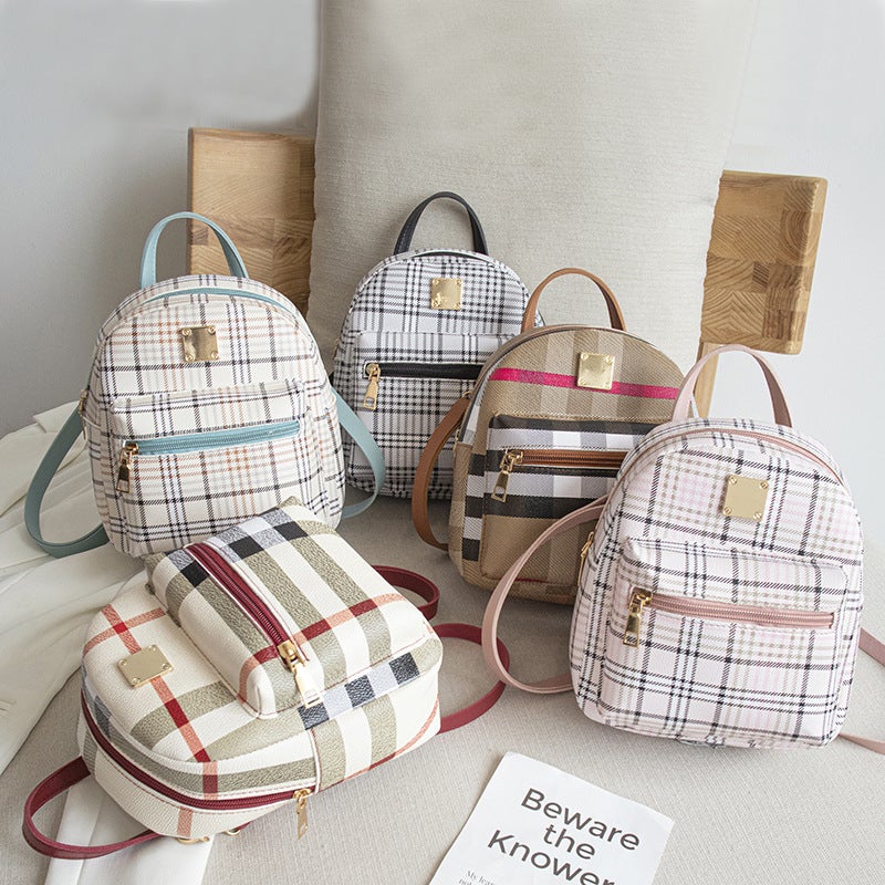 Fashion Multi-Functional Casual Plaid Backpack Japanese-Korean Style Student Backpack Shoulder Crossbody Women'S Bag Mini Small Schoolbag - Image 5