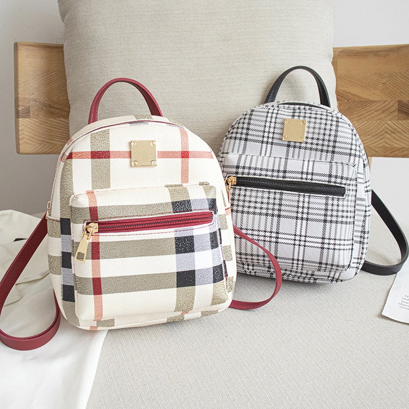 Fashion Multi-Functional Casual Plaid Backpack Japanese-Korean Style Student Backpack Shoulder Crossbody Women'S Bag Mini Small Schoolbag - Image 2