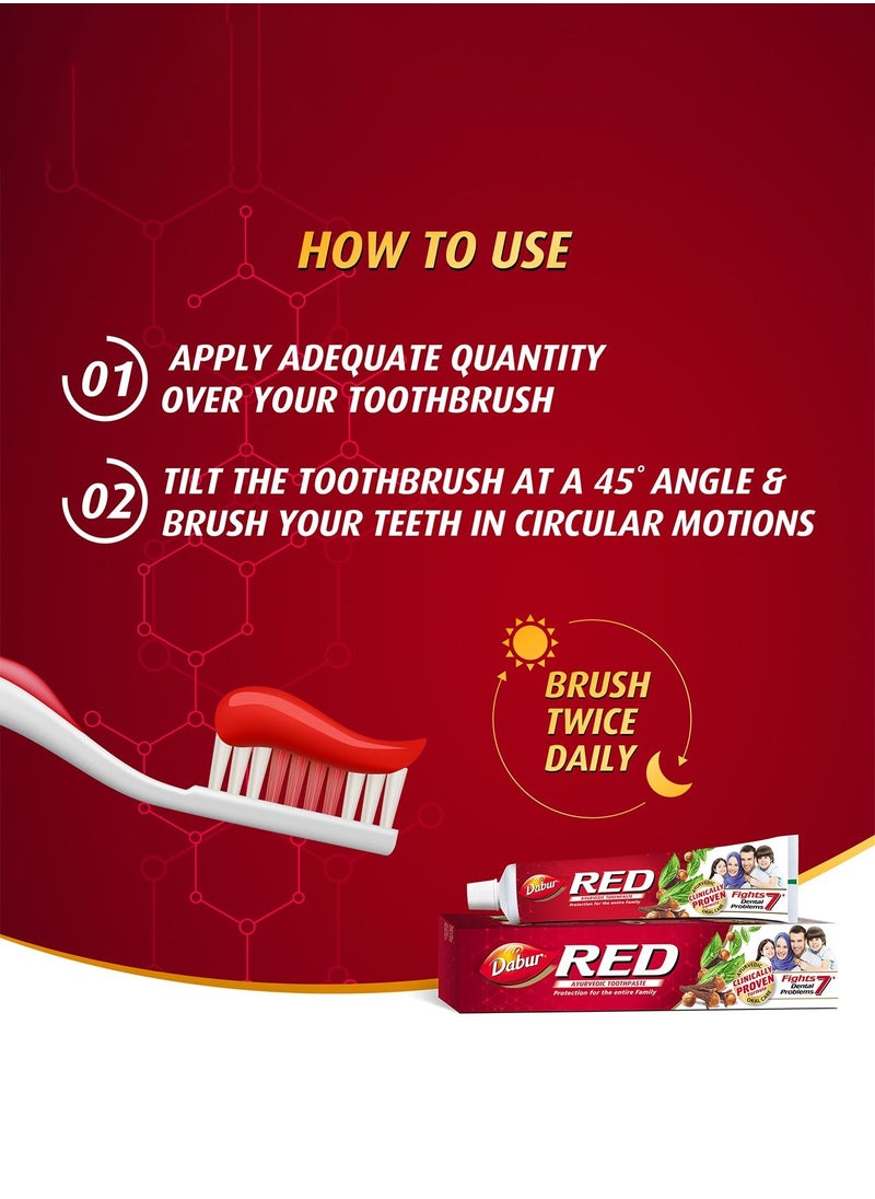 Dabur - Dabur Red Ayurvedic Toothpaste for Teeth & Gums | Enriched with Potent Ayurvedic Ingredients | For Healthy Gums & Strong Teeth - 100g - Image 1