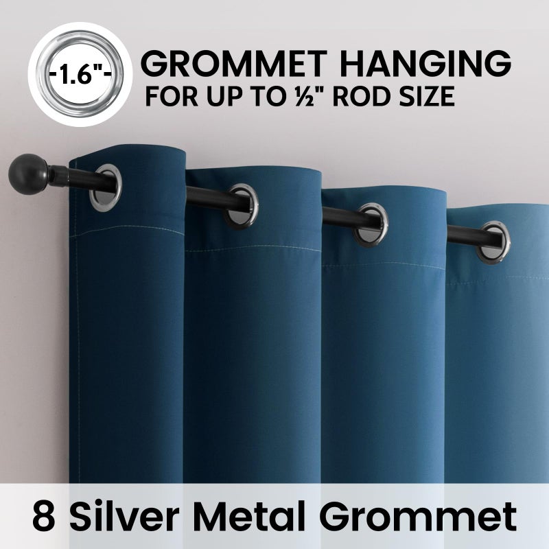 SimpleHome Ombre 100% Blackout Curtains for Bedroom, Full Light Blocking Gradient Blue Curtains, Thermal Insulated Grommet Window Drapes for Living Room,2 Panels, 52x84 inches Length - Image 3