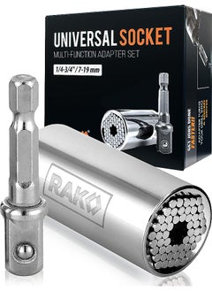 RAK Universal Socket Grip (7-19mm) Multi-Function Ratchet Wrench Power Drill Adapter 2Pc Set - Tool for Men, DIY Handyman, Father/Dad, Husband, Boyfriend, Him, Women  - Image 1