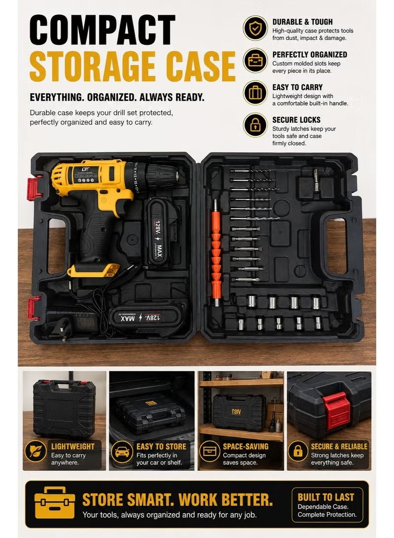 ELTRAZONE 128V Max Lithium-Ion Cordless Drill Driver Kit with Hammer & Drill Modes, 2 Batteries - Image 3
