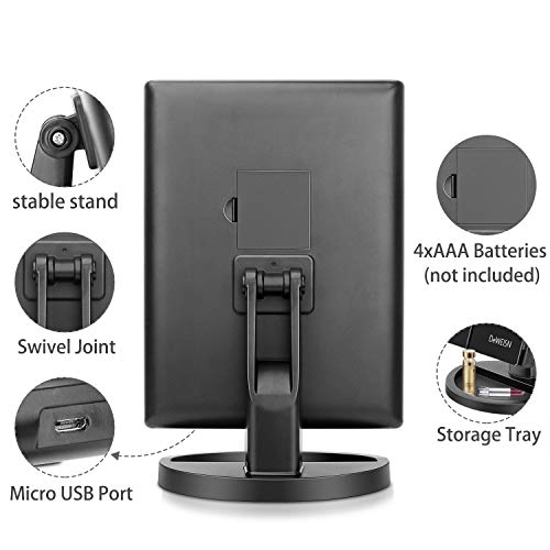 deweisn Tabletop Mount Trifold Lighted Vanity Mirror with 21 LED Lights, Touch Screen and 3X/2X/1X Magnification, Two Power Supply Mode Make up Mirror,Travel Mirror - Image 2