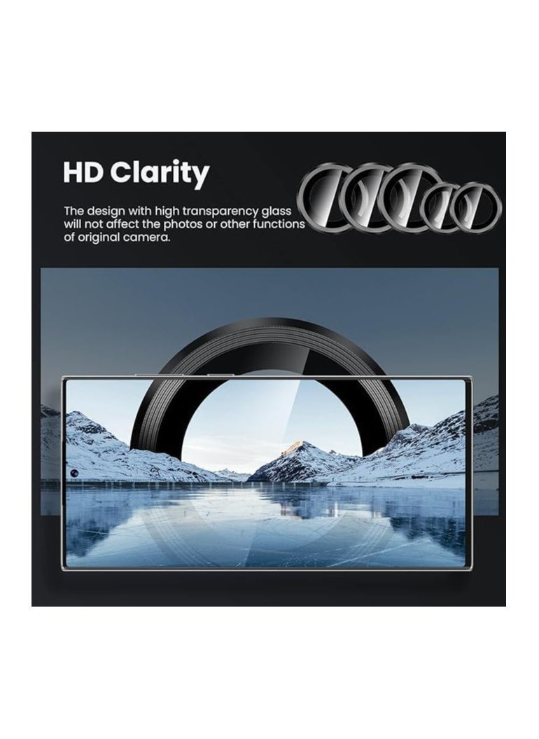 Raxoom (3+2PCS) for Samsung Galaxy S24 Ultra 5G Camera Lens Protector, 9H Tempered Glass Camera Cover Screen Protector Metal Individual Ring [Installation Tray][Removal tool][Case Friendly] (Black) - Image 5