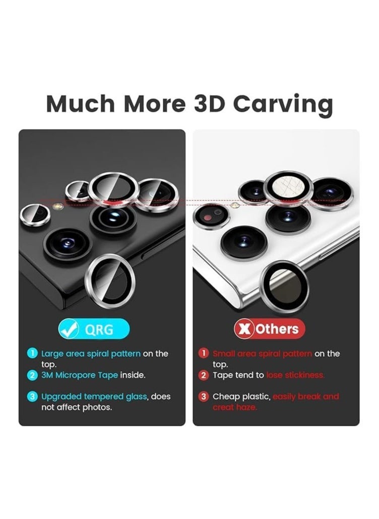 Raxoom (3+2PCS) for Samsung Galaxy S24 Ultra 5G Camera Lens Protector, 9H Tempered Glass Camera Cover Screen Protector Metal Individual Ring [Installation Tray][Removal tool][Case Friendly] (Black) - Image 3