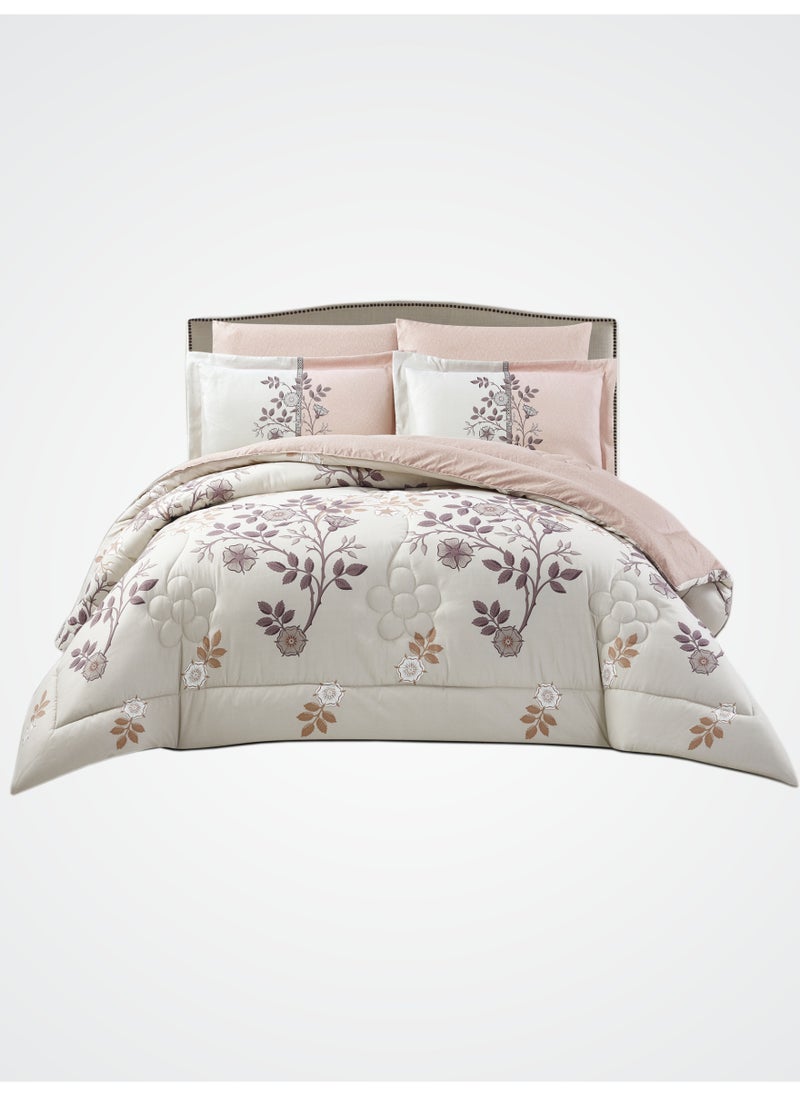Donetella Bedding Comforter Set King Size, 6-Pcs Bed Set Fits 200x200 Cms -Printed Bedding Set-All Season- Brushed Microfiber (طقم مفرش سرير فندقي)  - Image 1