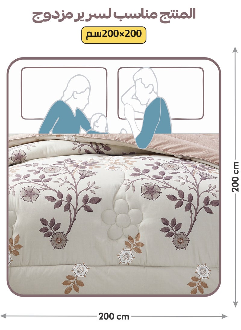Donetella Bedding Comforter Set King Size, 6-Pcs Bed Set Fits 200x200 Cms -Printed Bedding Set-All Season- Brushed Microfiber (طقم مفرش سرير فندقي)  - Image 4