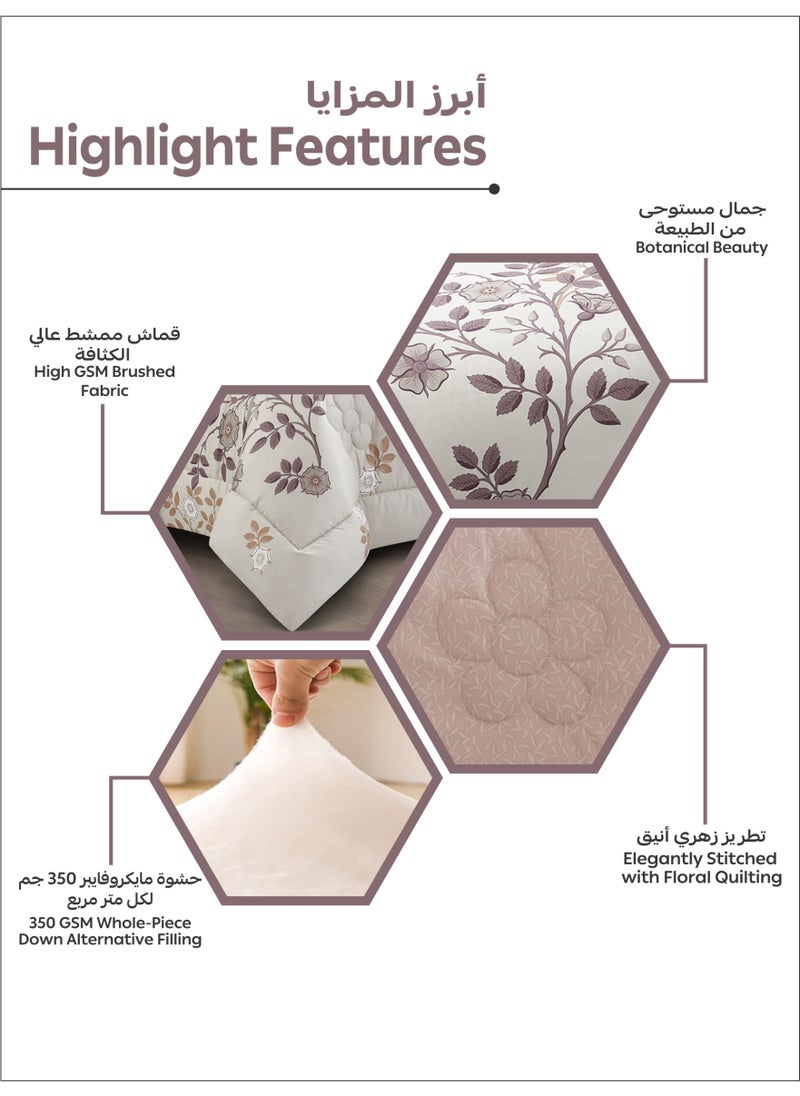 Bedding Comforter Set King Size, 6-Pcs Bed Set Fits 200x200 Cms -Printed Bedding Set-All Season- Brushed Microfiber (طقم مفرش سرير فندقي)