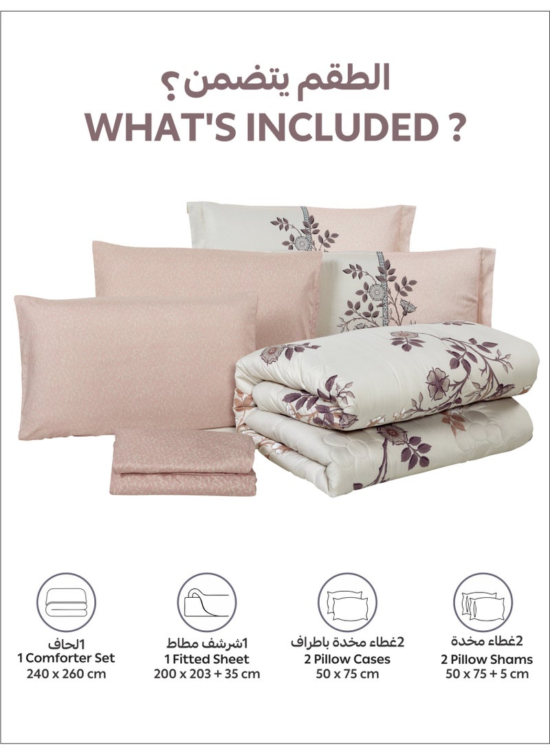 Donetella Bedding Comforter Set King Size, 6-Pcs Bed Set Fits 200x200 Cms -Printed Bedding Set-All Season- Brushed Microfiber (طقم مفرش سرير فندقي)  - Image 5