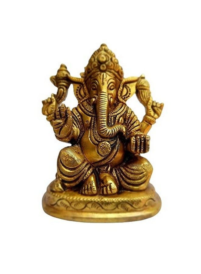 إيرو عمل نحت بتصميم غانيشا من نحاس من AERO تمثال غانيشا بهاجوان جانباتي بابا مورتي تمثال منزلي تمثال صناعة يدوية فنية - Image 1