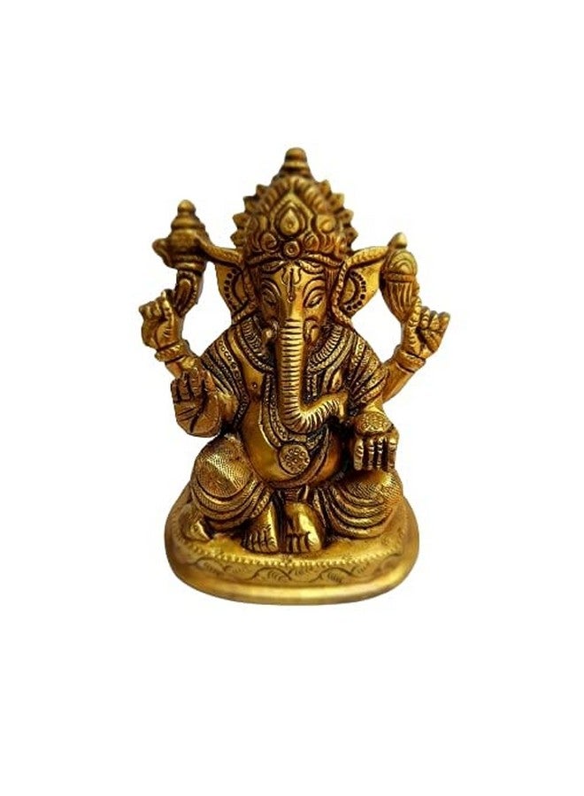 إيرو عمل نحت بتصميم غانيشا من نحاس من AERO تمثال غانيشا بهاجوان جانباتي بابا مورتي تمثال منزلي تمثال صناعة يدوية فنية - Image 5