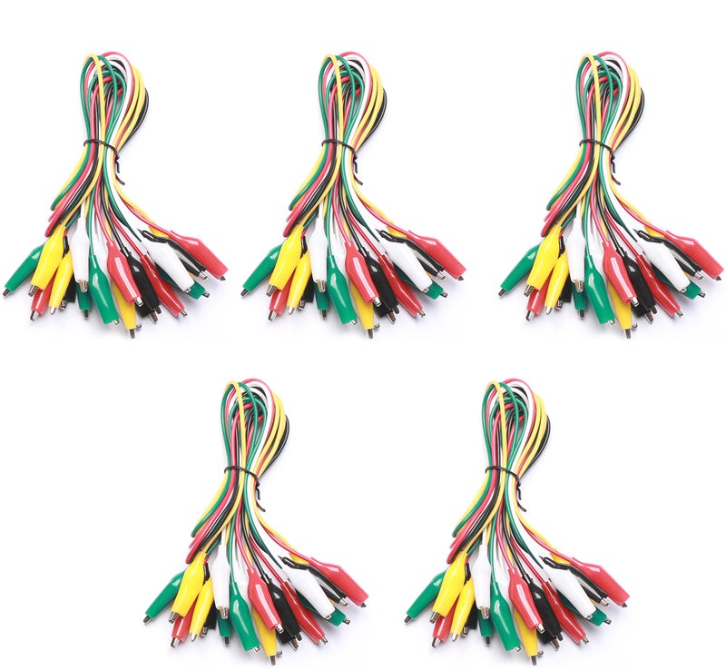 WGGE WG-026 10 Pieces and 5 Colors Test Lead Set & Alligator Clips,20.5 inches / 22 AWG Wire (5 Pack) - Image 1
