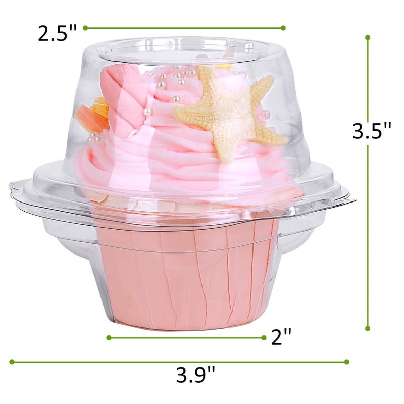 HIMETSUYA Cupcake Boxes Individual Cupcake Containers, 50 Packs Regular Single Cupcake Holder High Topping for Muffins, Thicker Stackable Plastic Cupcake Carrier for Party (50 pack) - Image 5